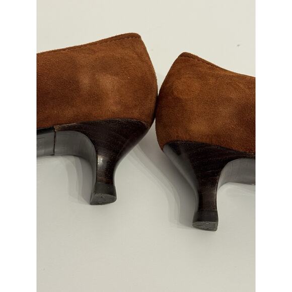 Kenneth Cole Brown Suede Leather Kitten Heels Women's 8.5 "Work It Out" Vintage - Picture 11 of 12